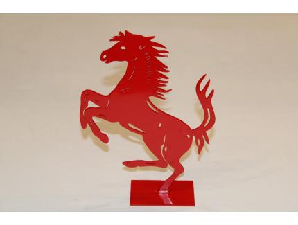 SILHOUETTE CHEVAL CABRE SUR PIED ACIER ROUGE H25CM