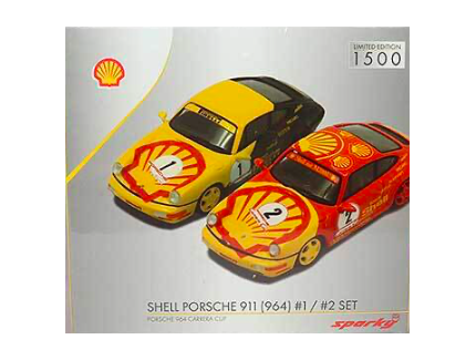 PORSCHE SET: SHELL PORSCHE 911 (964) N°1, PORSCHE 964 CARRERA CUP N°2 - SPARK 1/64