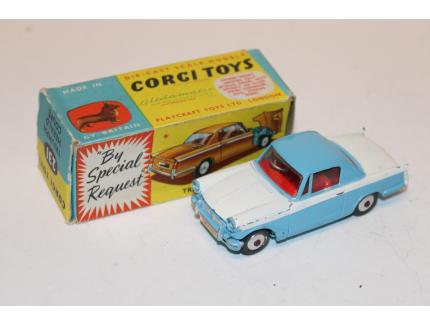 TRIUMPH HERALD COUPE BICOLORE BLANC BLEU 1960 CORGI 1/43°