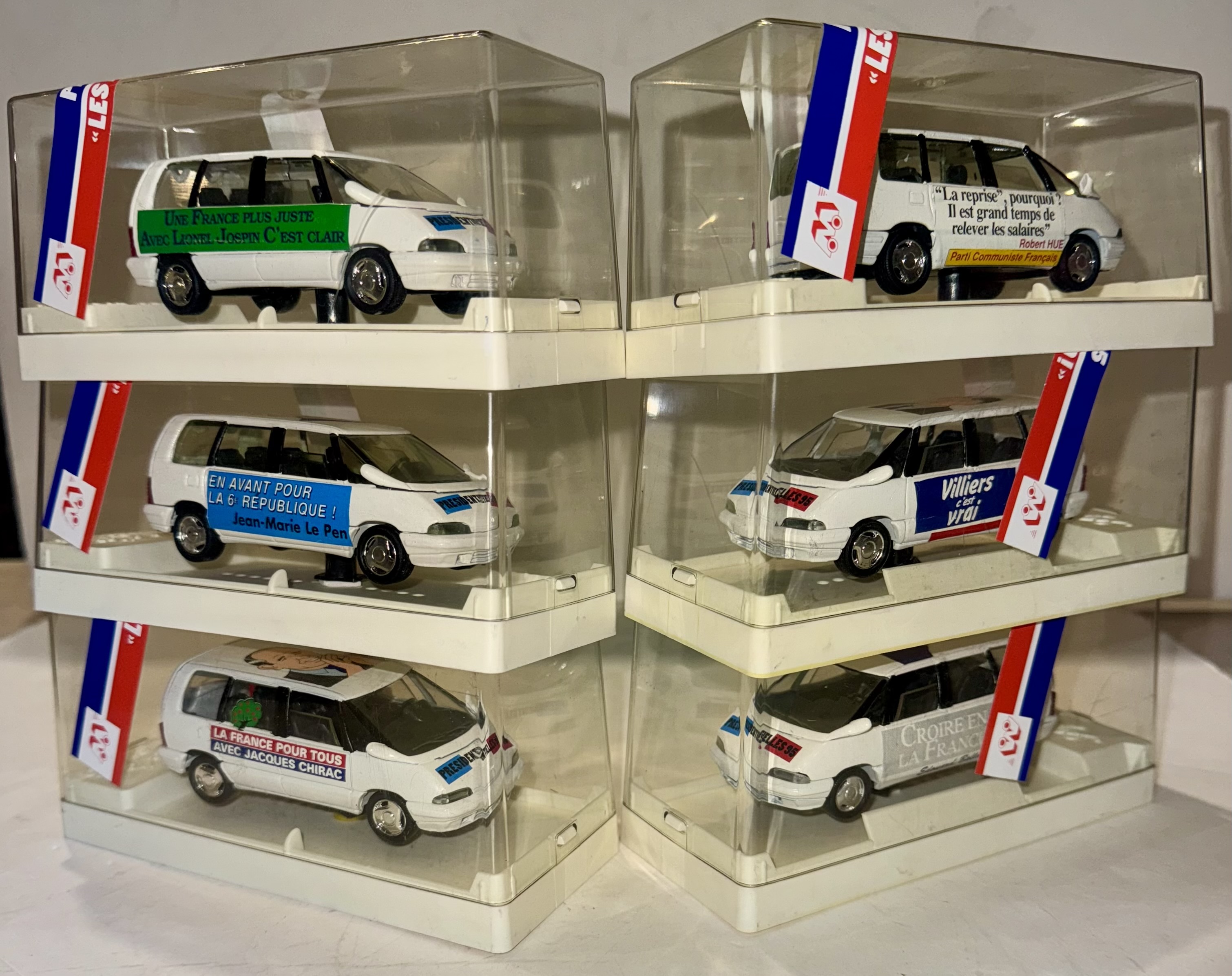 ASSORTIMENT DE RENAULT ESPACE ÉLECTION PRÉSIDENTIELLE 1995 MINIATURES LYON 1/43