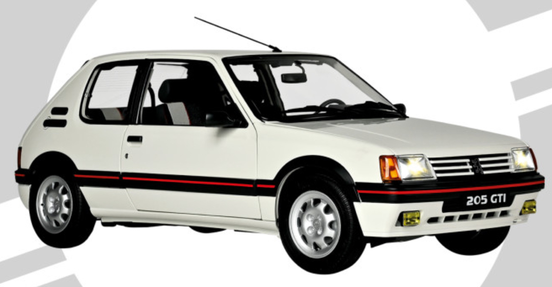 PEUGEOT 205 1.9 GTI WHITE IXO 1/8