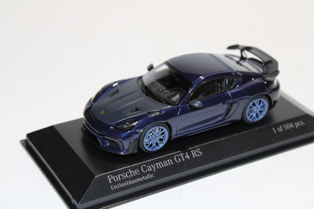 PORSCHE CAYMAN GT4 RS BLEU MINICHAMPS 1/43°