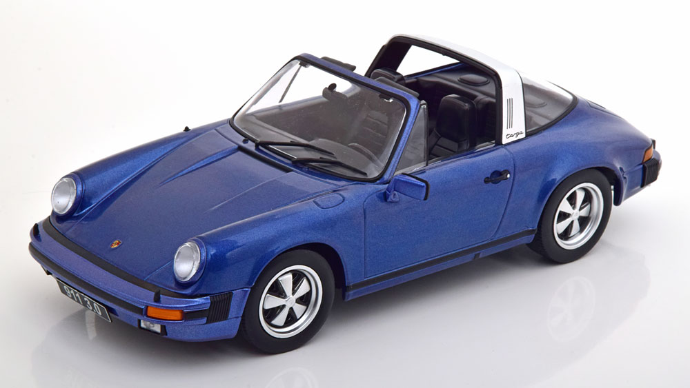 PORSCHE 911 SC TARGA BLEU 1977 KKSCALE 1/18°