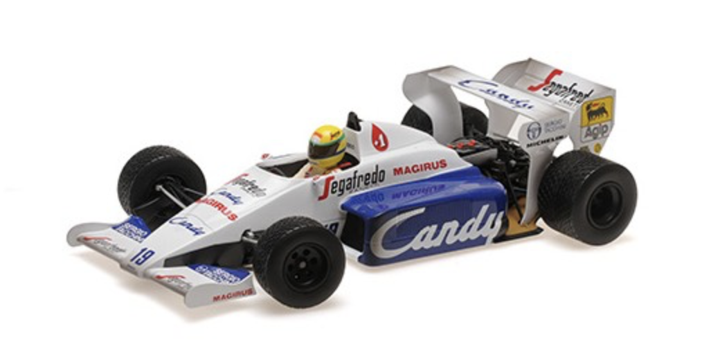 Toleman Hart TG184 Dirty version Ayrton Senna F1 2ème Monaco 1984 1/18º