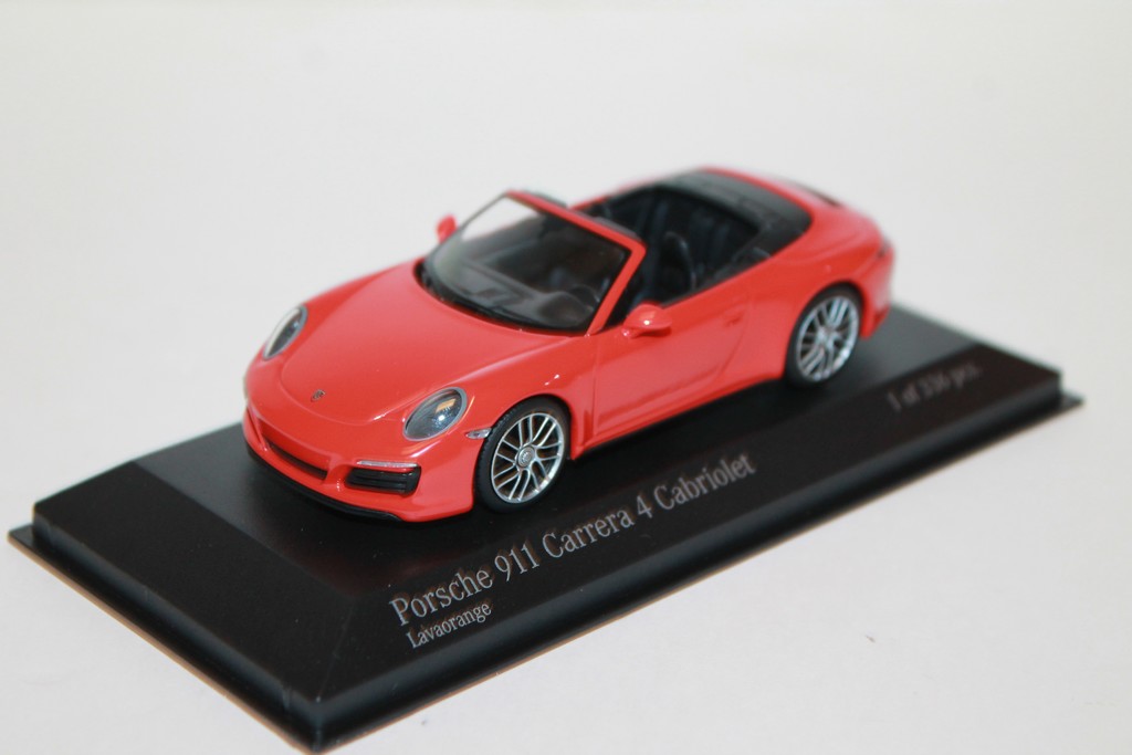 PORSCHE 911/991 CARRERA 4 CABRIO 2016 ORANGE MINICHAMPS 1/43